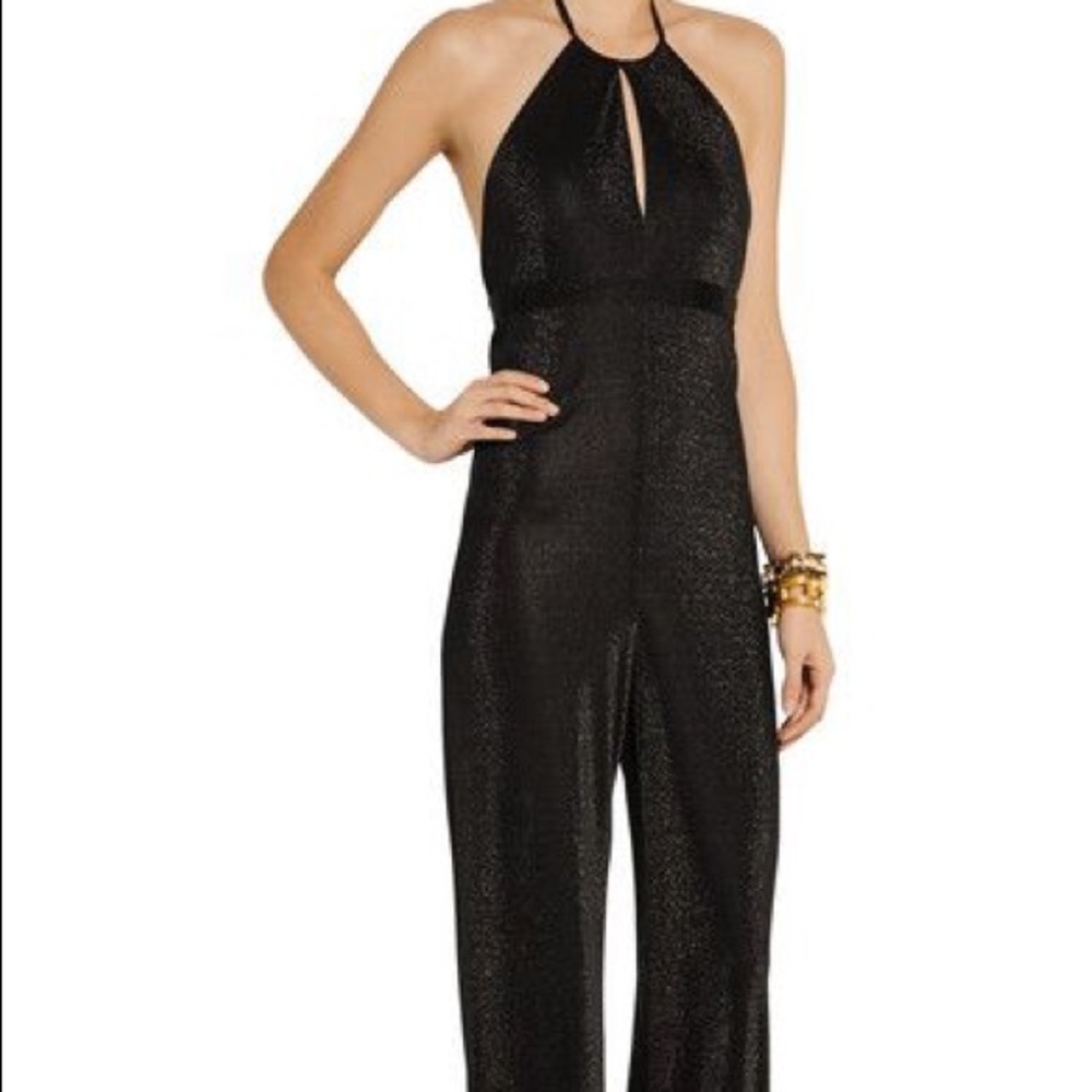 Tamara Mellon Backless Metallic Jumpsuit